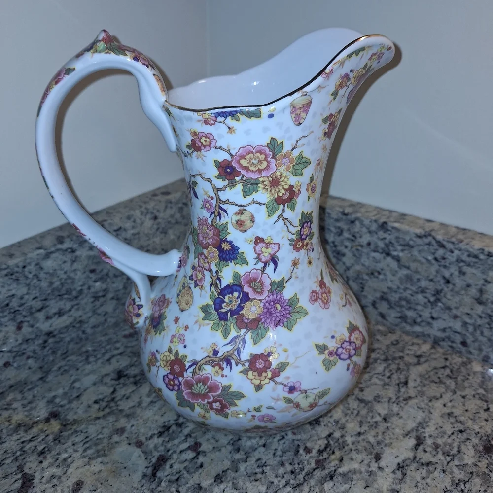 Vintage Baum Bros Pitcher~Formalities~Floral Chintz~Vase~Fine China~10 In